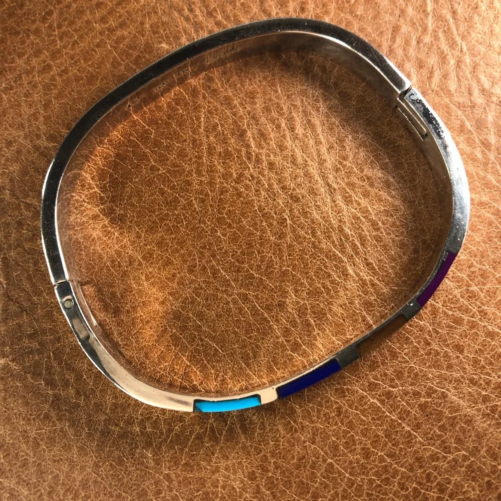 MCM HINGED CUFF STERLING SILVER TAXCO WOMENS TURQUOISE TIGERS EYE LAPIS SUGILITE - Picture 4 of 12